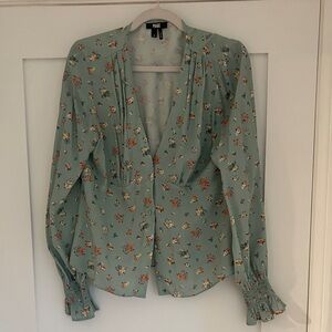 PAIGE Floral Blouse in Soft Green
